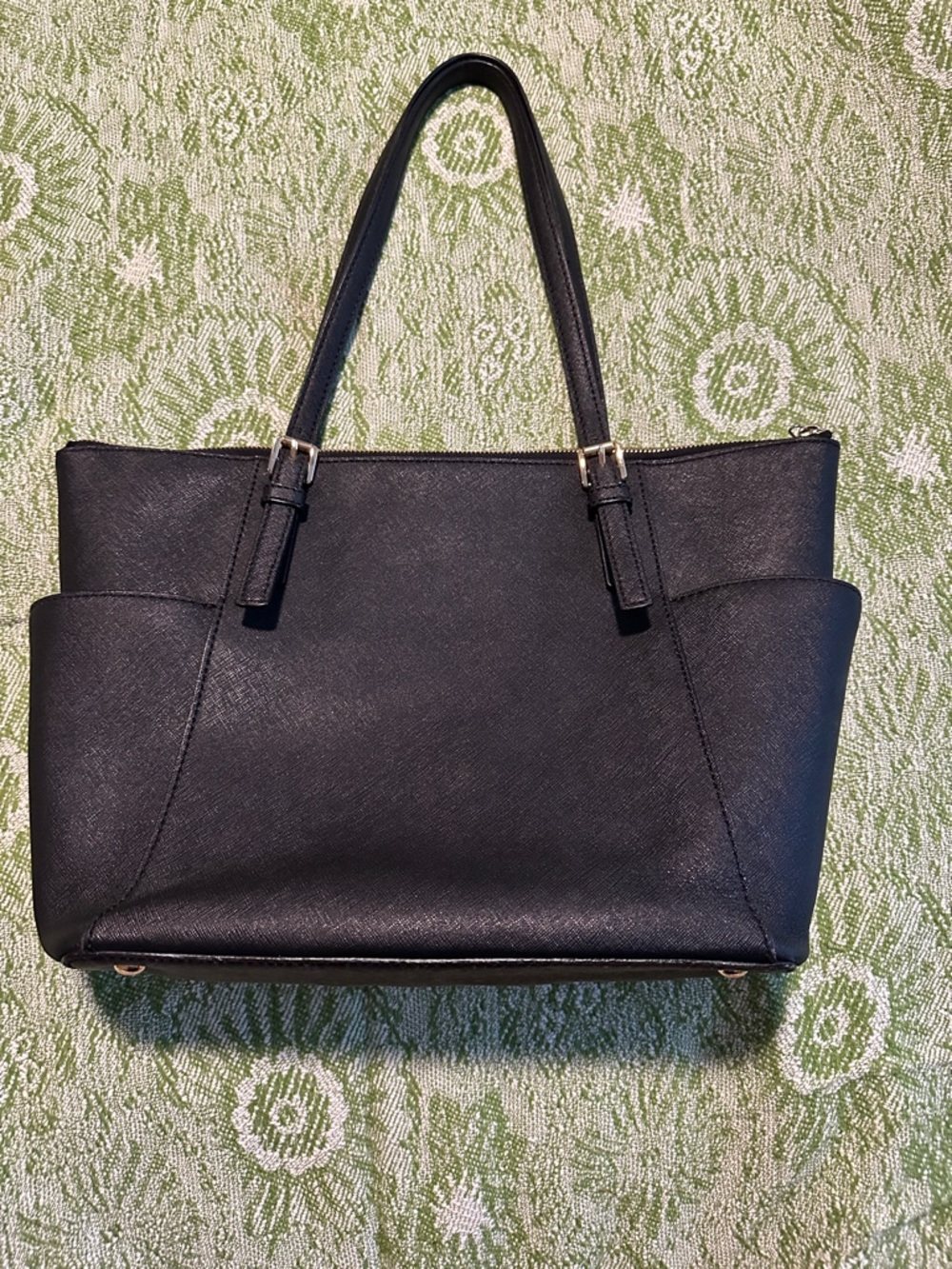 Michael Kors Black Saffiano Leather Tote with Logo Charm - Picture 3 of 10